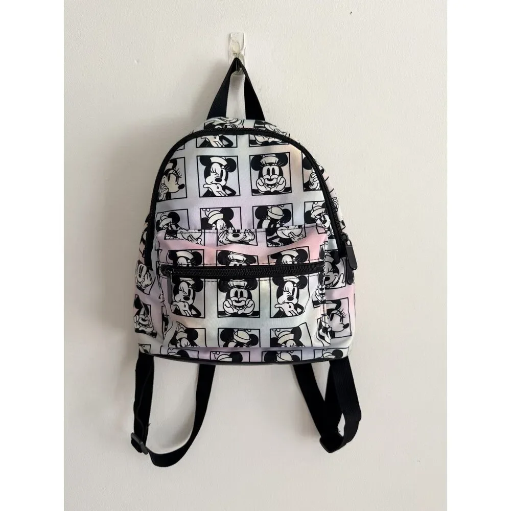 Disney Bioworld Minnie Mouse Mini Backpack Iridescent Pink Black White